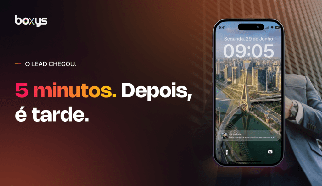 O lead chegou. Você tem cinco minutos.